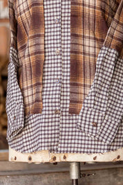 Earthy Mixed Plaid Flannel Button Down VERY J
