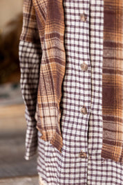 Earthy Mixed Plaid Flannel Button Down VERY J