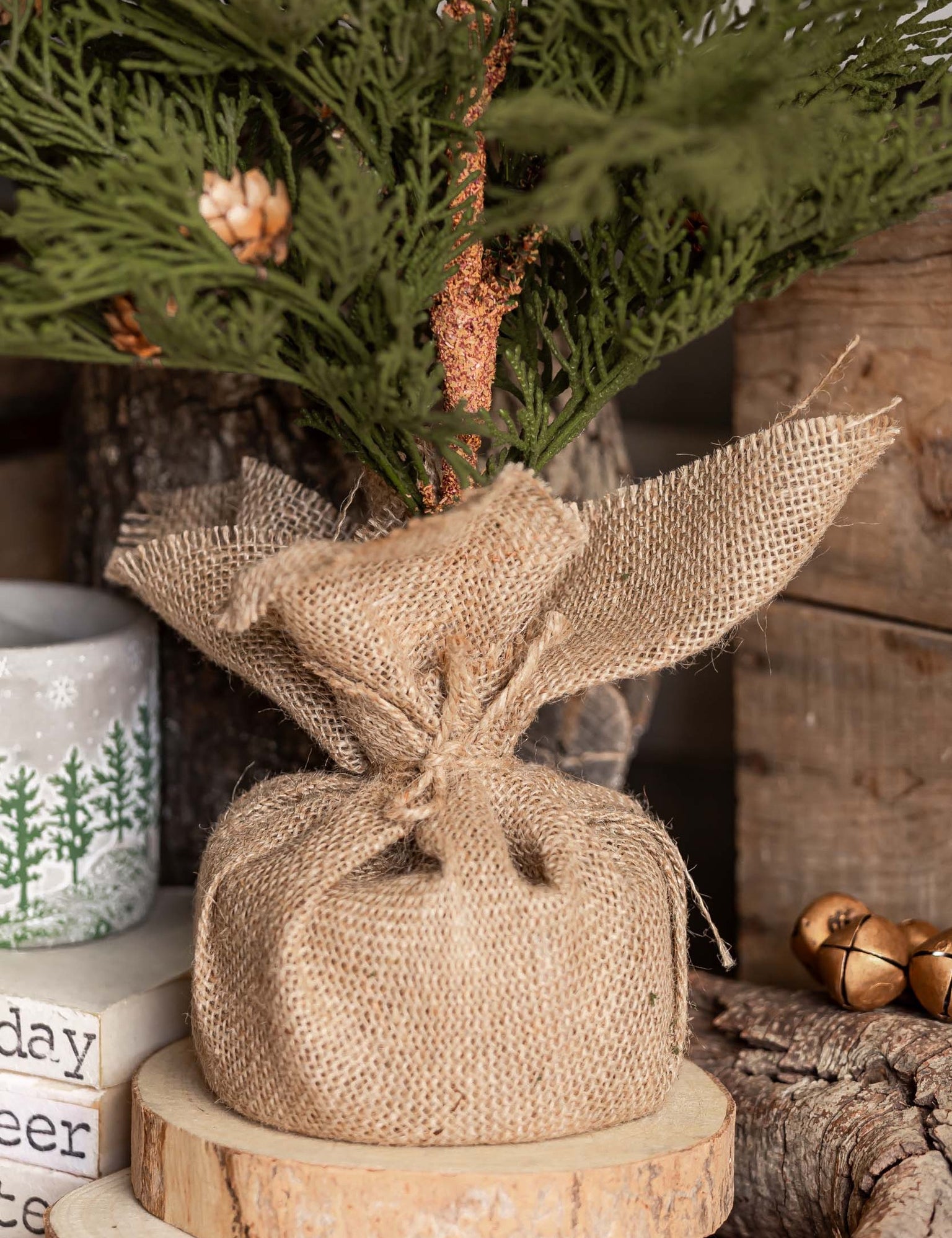 Pinecone Burlap Potted Tree Lancaster and Vintage