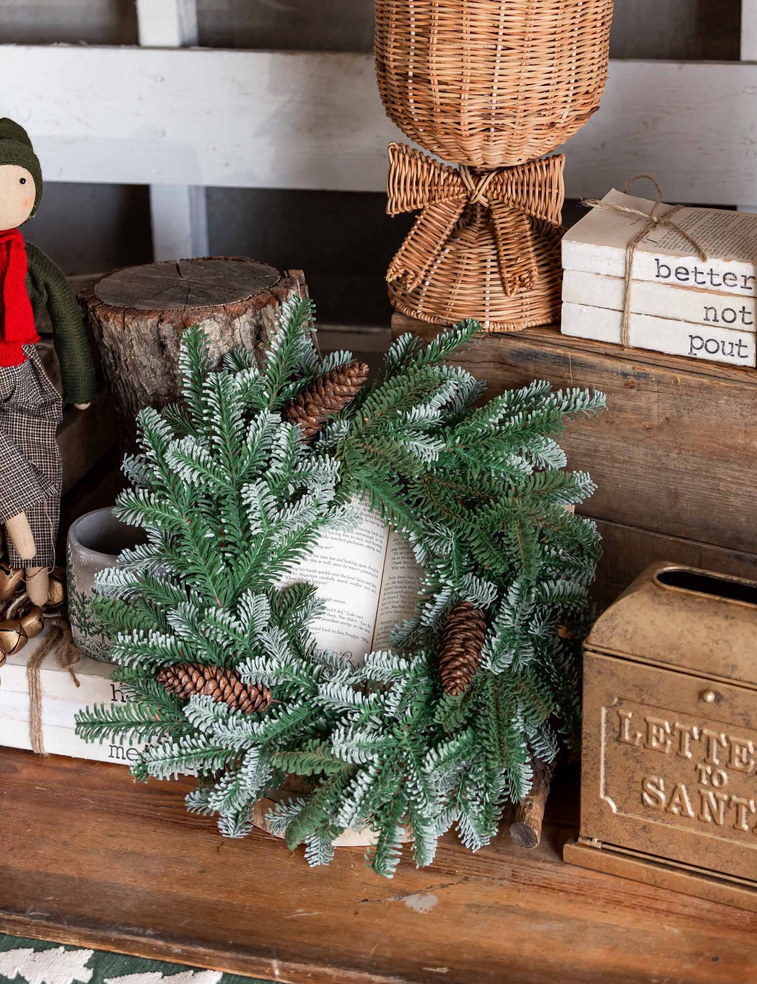 Evergreen Pinecone Mini Wreath Lancaster and Vintage