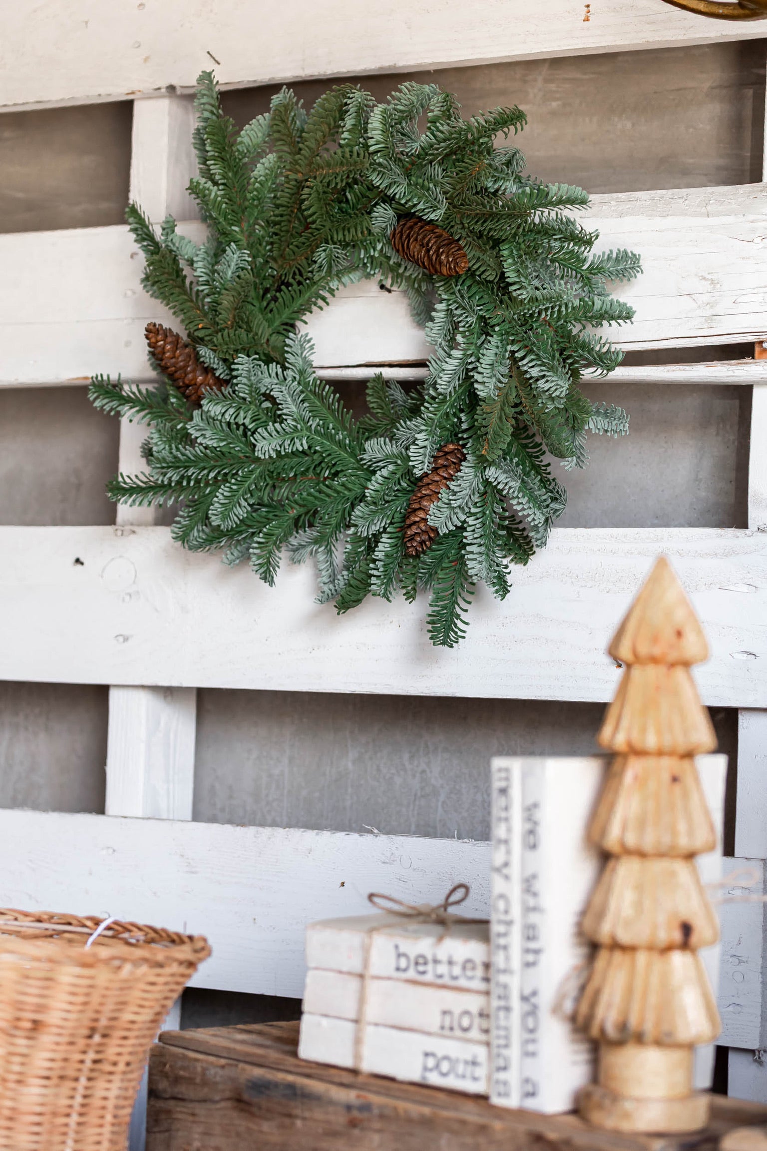 Evergreen Pinecone Mini Wreath Lancaster and Vintage