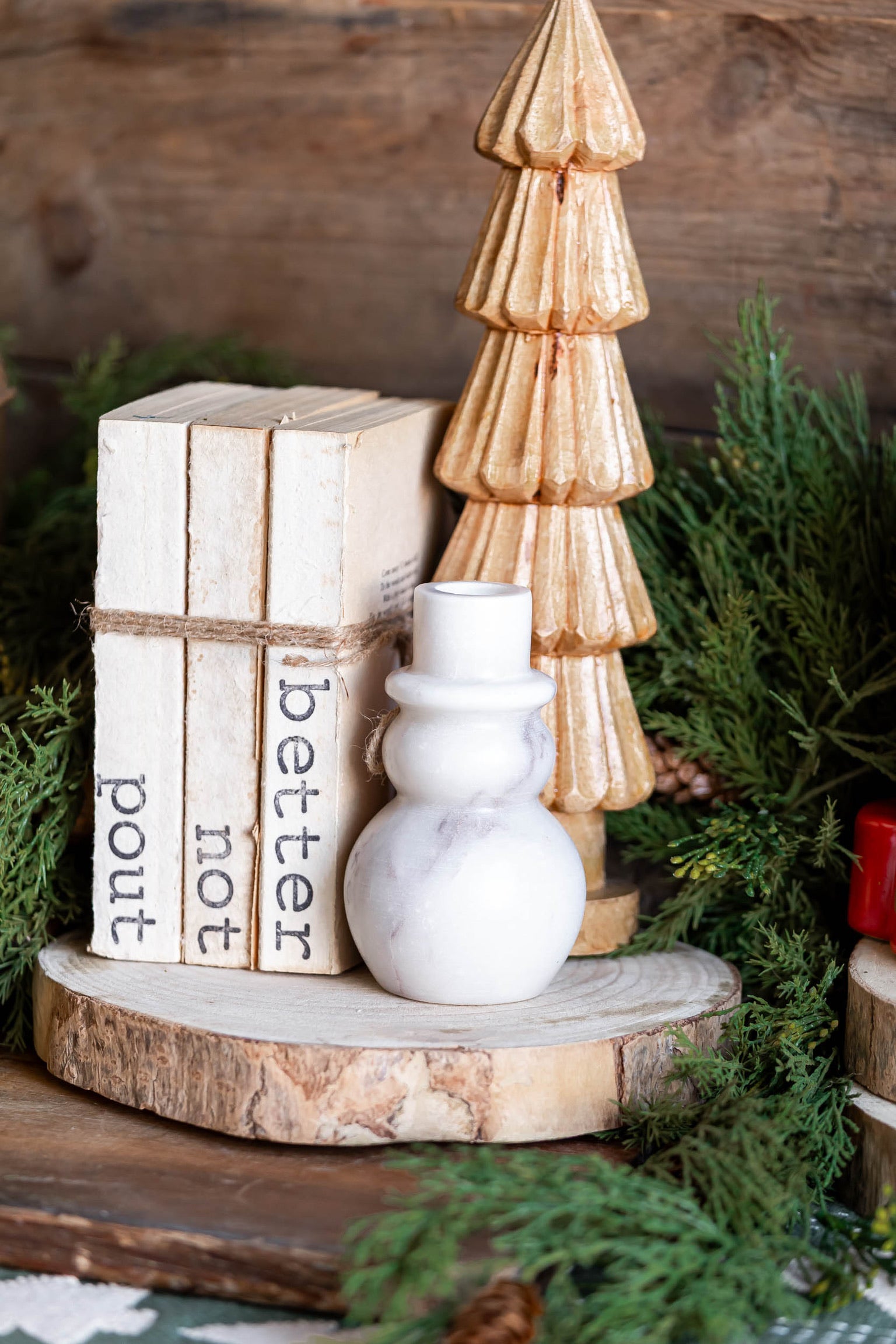 Marble Snowman Taper Holder Creative Co-Op