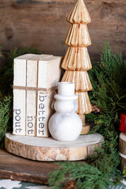 Marble Snowman Taper Holder Creative Co-Op