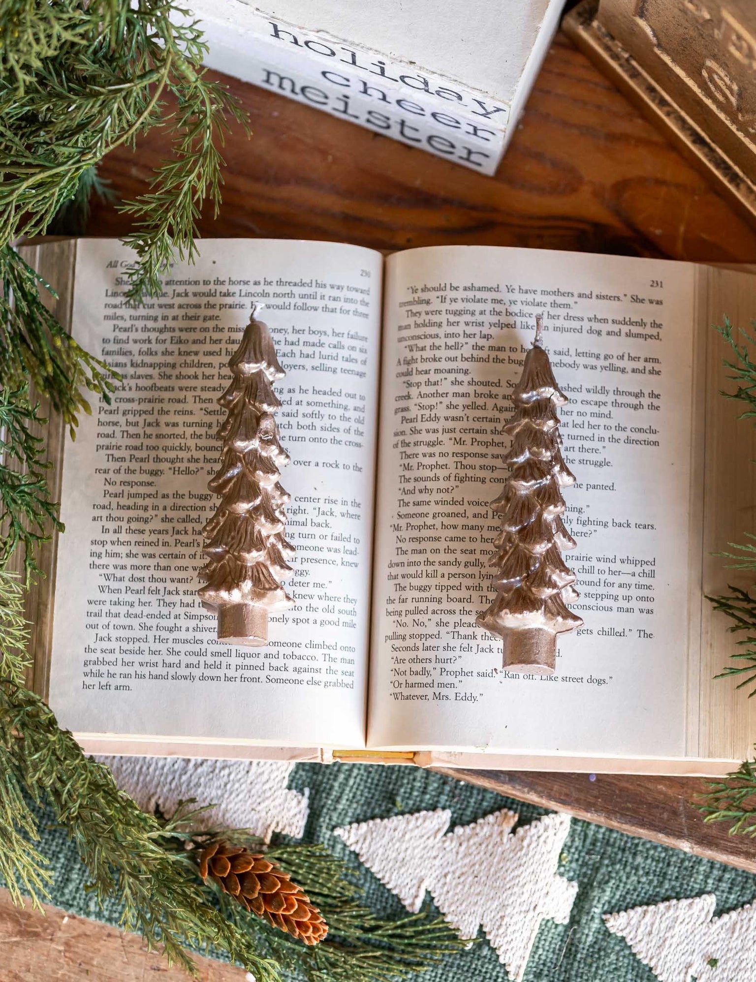 Unscented Gold Tree Taper Candles Creative Co-Op