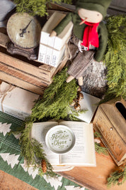 Stoneware Round Green Holiday Saying Dish Creative Co-Op