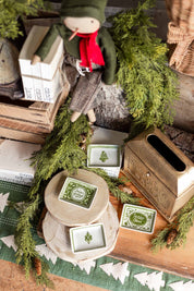 Stoneware Green Holiday Dish Creative Co-Op