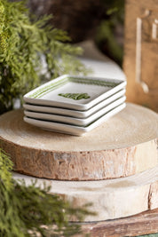 Stoneware Green Holiday Dish Creative Co-Op