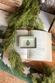 Stoneware Green Holiday Dish Creative Co-Op