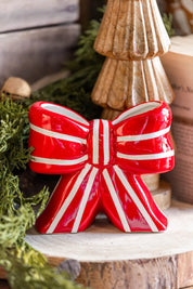 Red Striped Bow Vase Creative Co-Op
