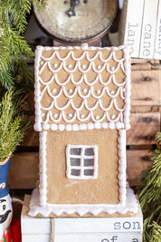 Lighted White Gingerbread House (L) Raz Imports