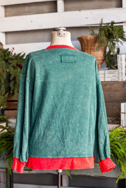 Plaid Bow Sweatshirt Sage + Fig