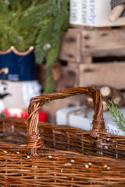 Hand-Woven Natural Reed Handled Basket Creative Co-Op