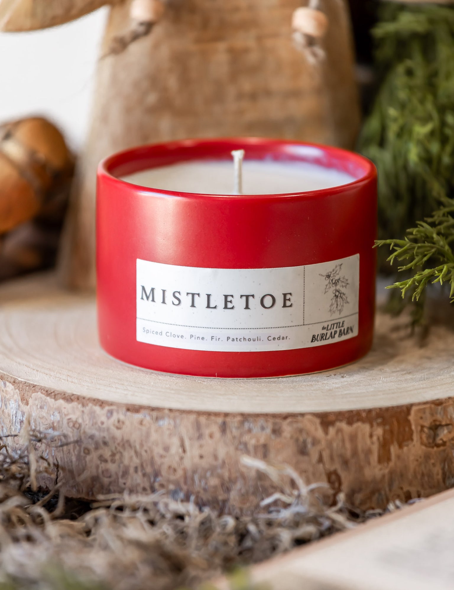 Mistletoe Red Candle The Little Burlap Barn