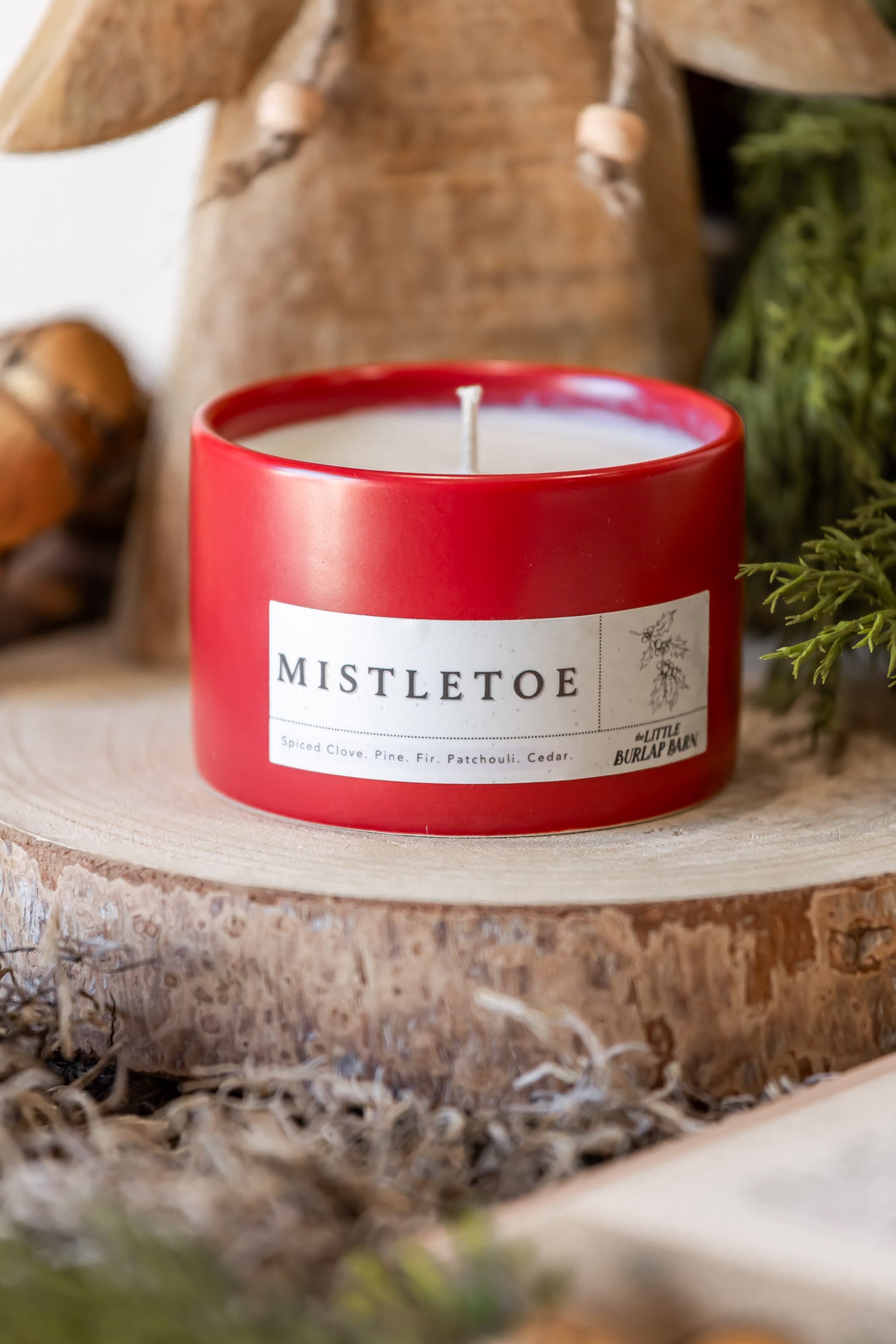 Mistletoe Red Candle The Little Burlap Barn
