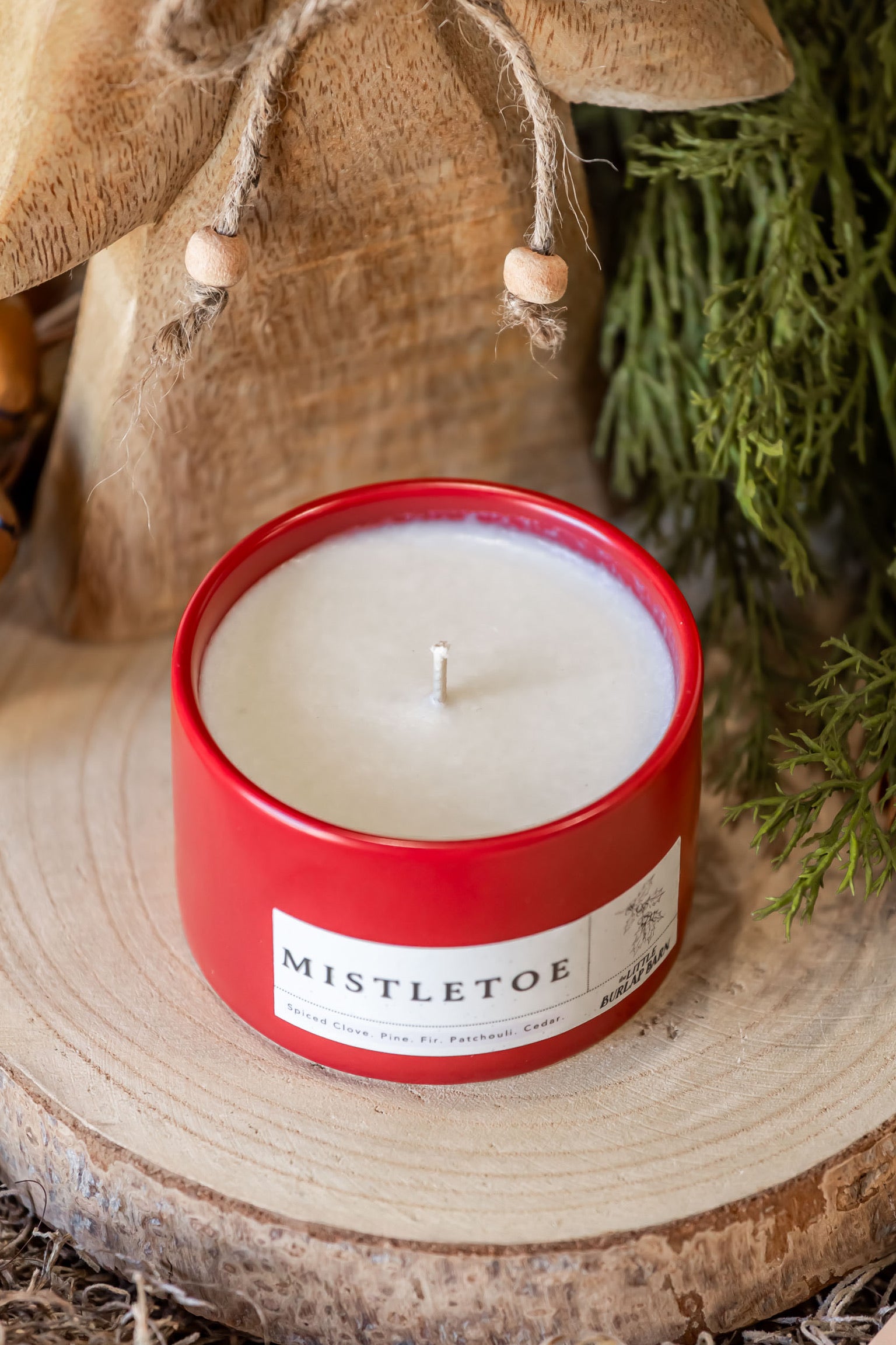 Mistletoe Red Candle The Little Burlap Barn