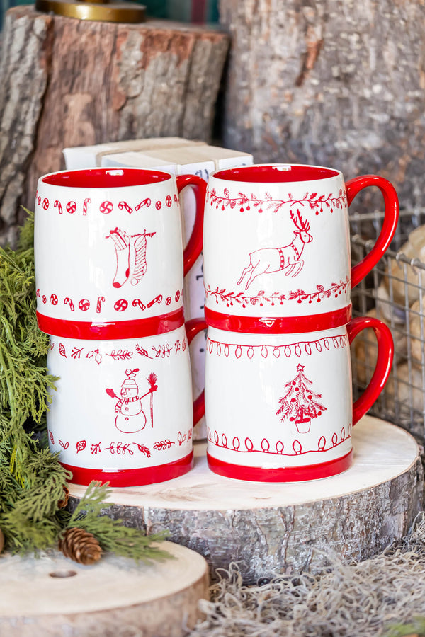 Stoneware Red Holiday Icon Mug Creative Co-Op