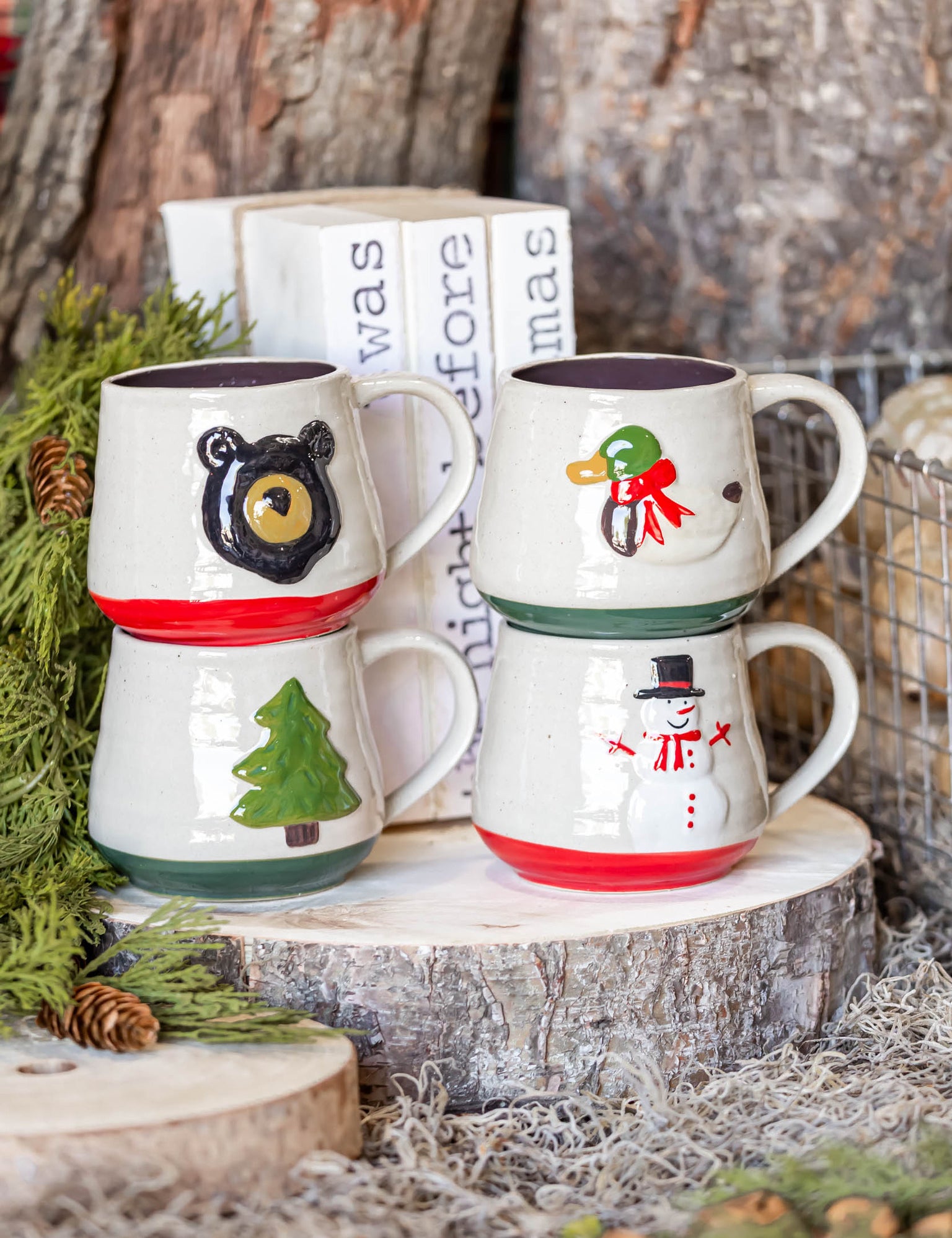 Stoneware Embossed Holiday Icon Mug Creative Co-Op