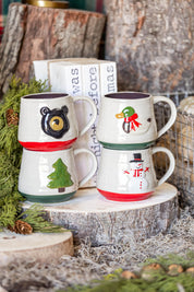 Stoneware Embossed Holiday Icon Mug Creative Co-Op