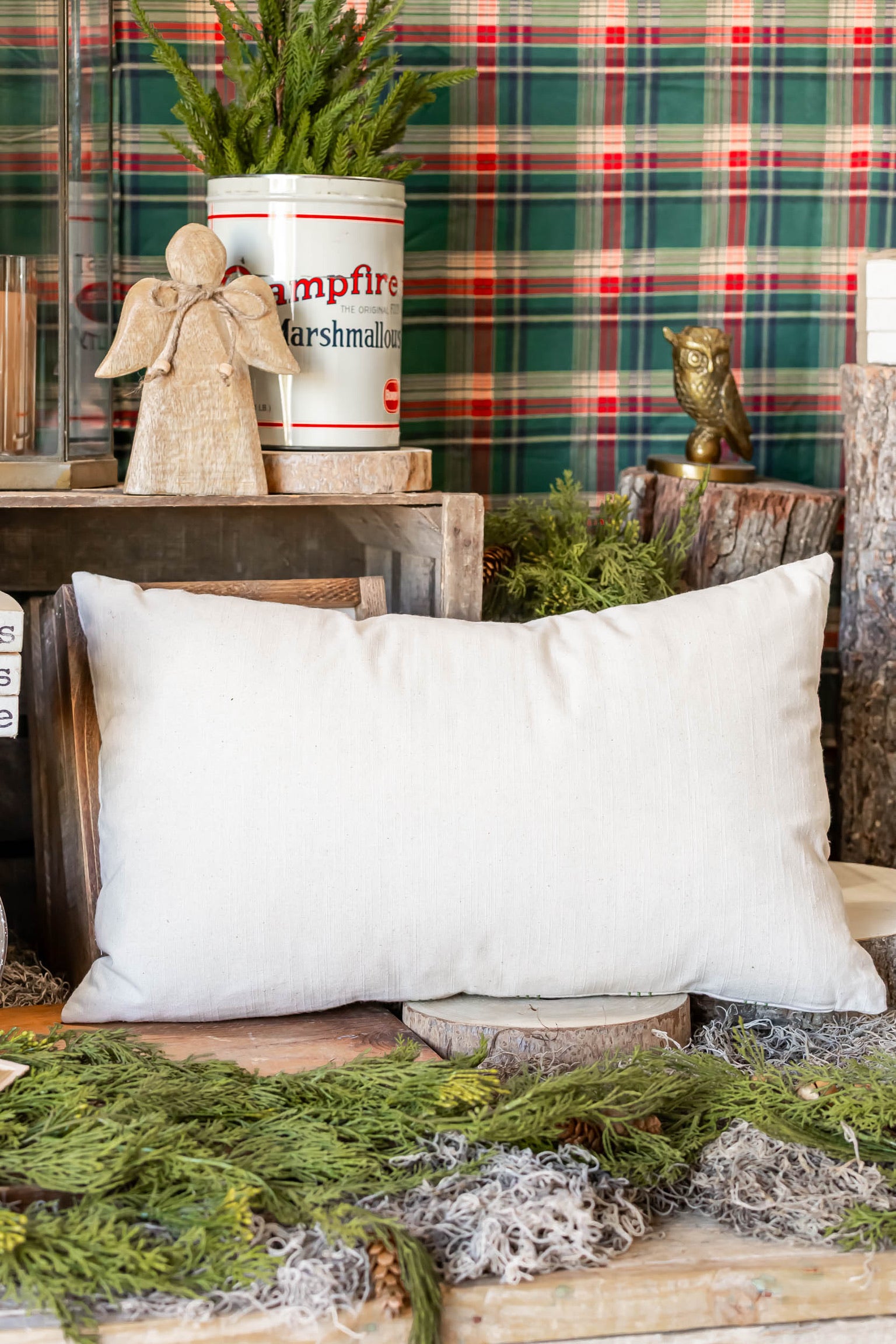 Mistletoe Stripe Pillow Creative Co-Op