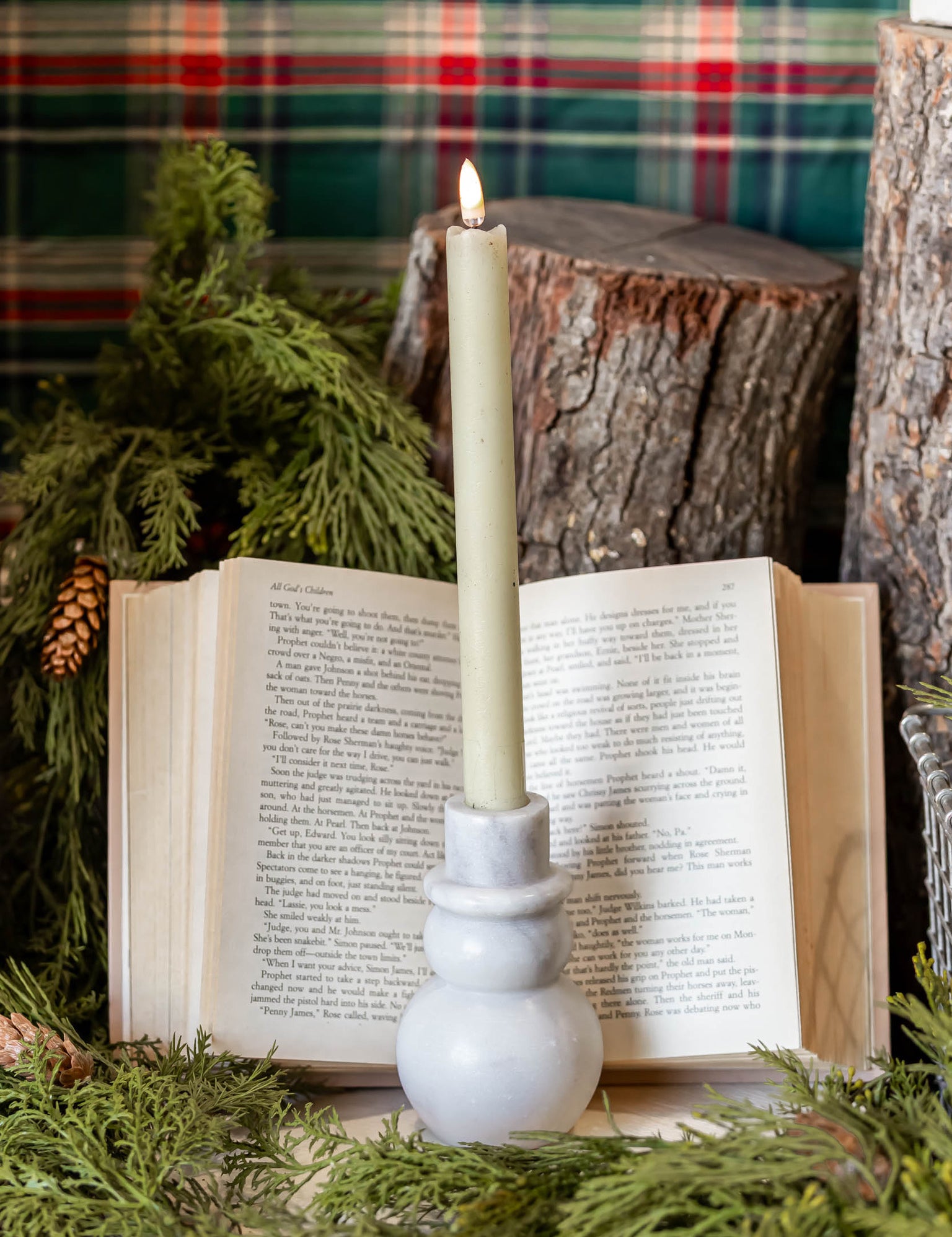 Marble Snowman Taper Holder Creative Co-Op