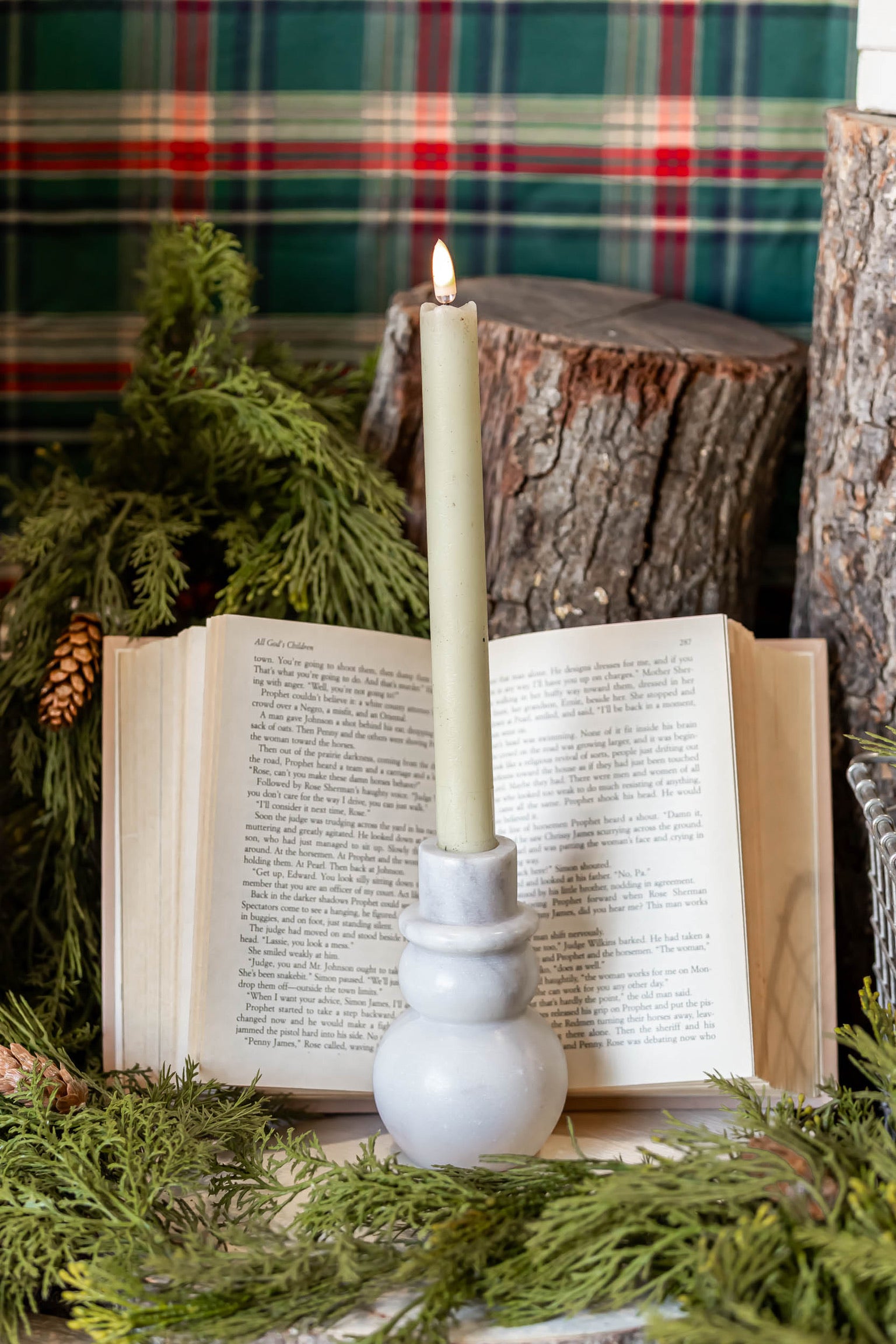 Marble Snowman Taper Holder Creative Co-Op