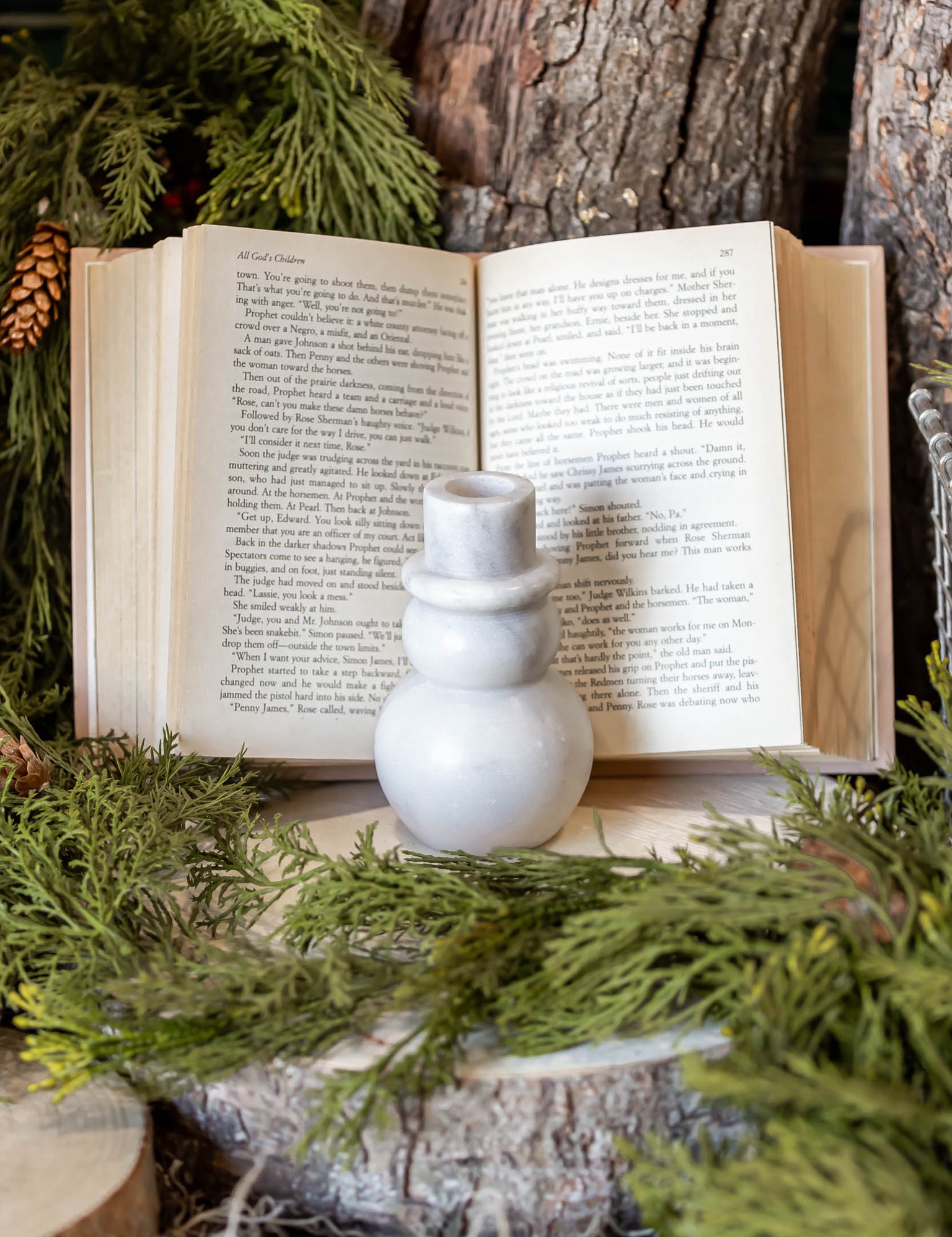 Marble Snowman Taper Holder Creative Co-Op