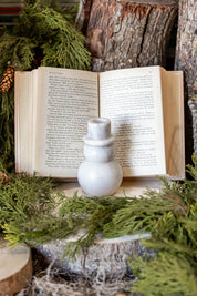 Marble Snowman Taper Holder Creative Co-Op