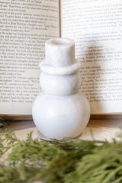 Marble Snowman Taper Holder Creative Co-Op
