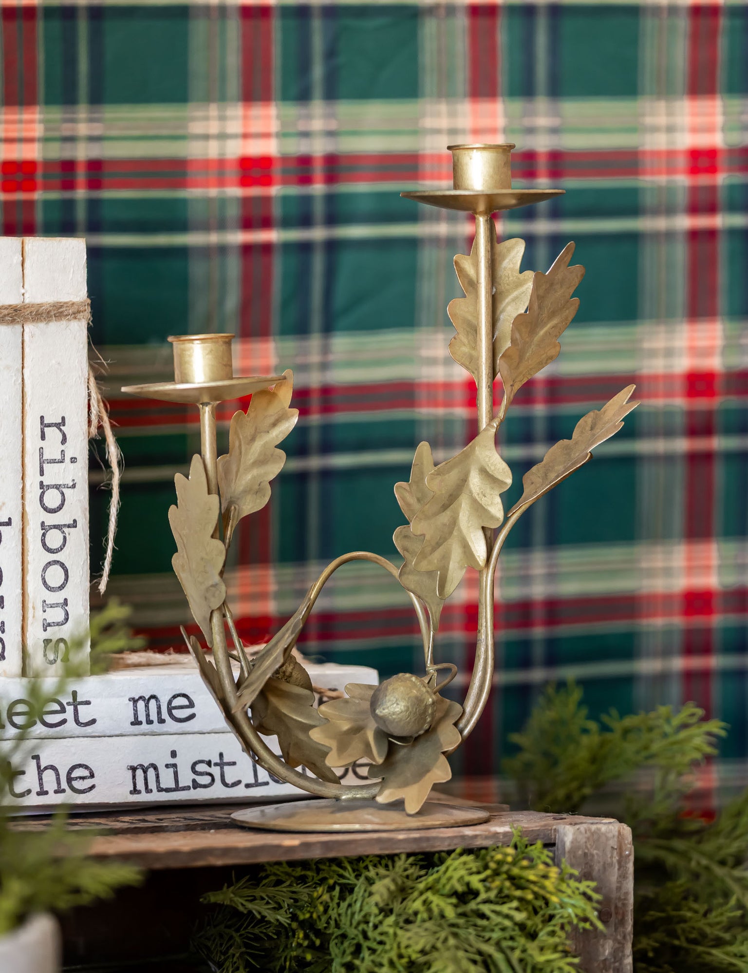 Antique Gold Leaf and Acorns Candelabra Creative Co-Op