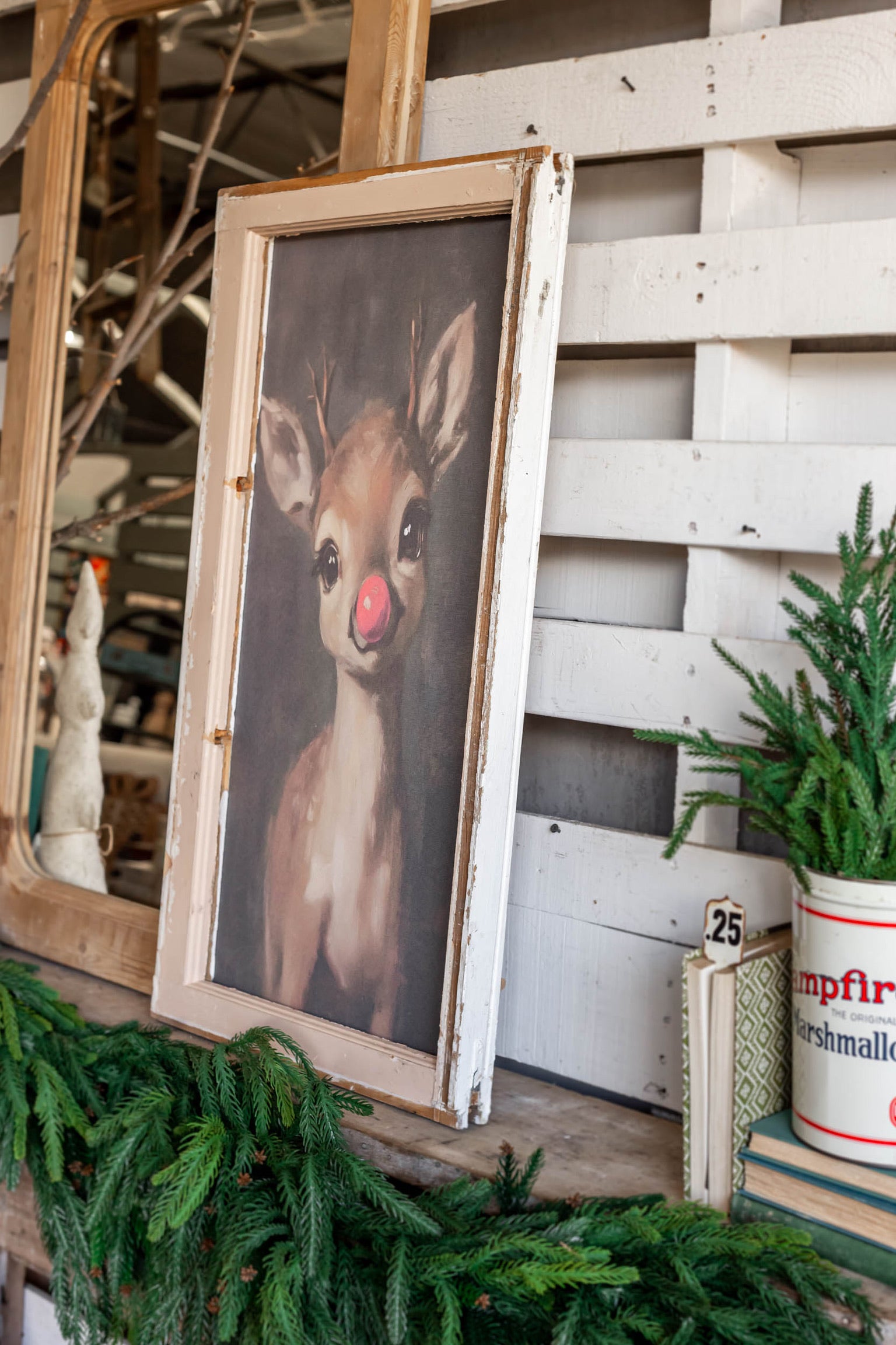 Salvaged Framed Rudolph Canvas The Little Burlap Barn