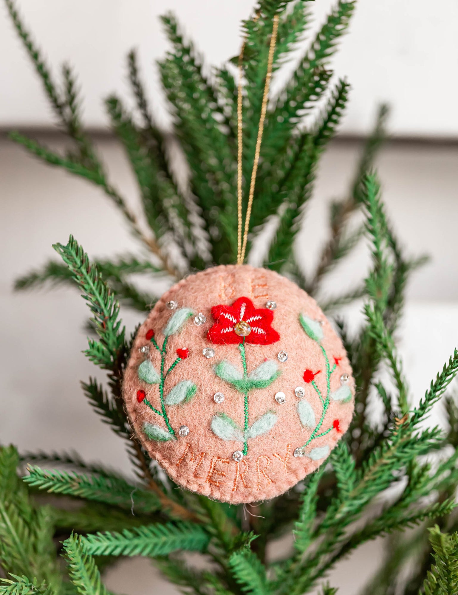 Hand-Made Beaded Holiday Saying Ornament Creative Co-Op