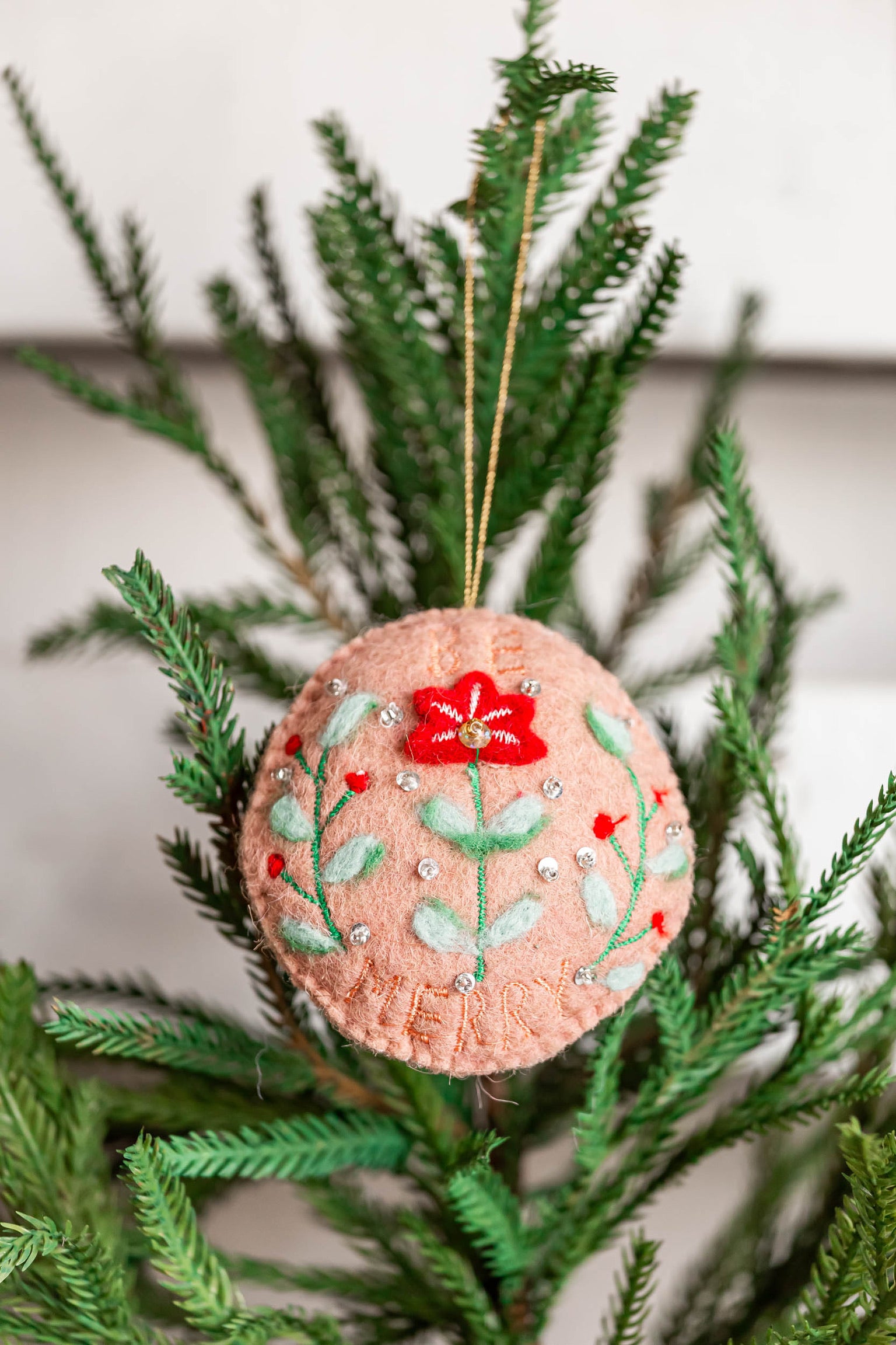 Hand-Made Beaded Holiday Saying Ornament Creative Co-Op