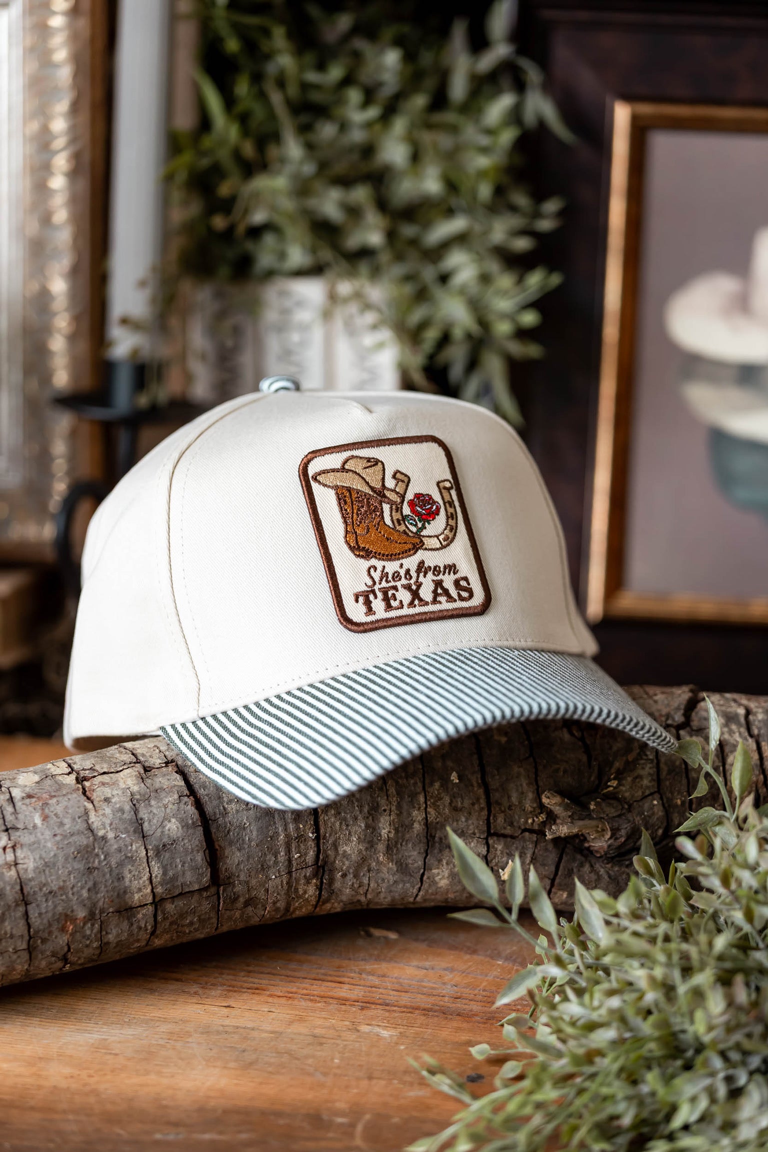 She's From Texas Embroidered Patch Cap Fashion City