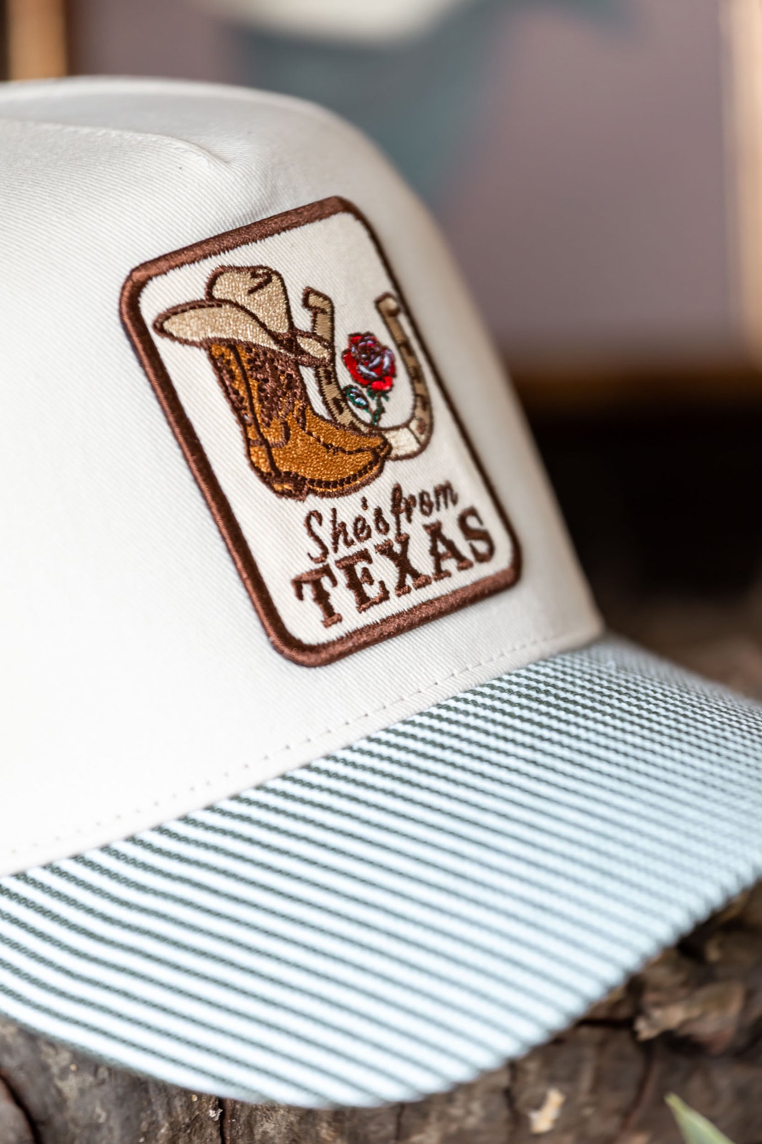 She's From Texas Embroidered Patch Cap Fashion City