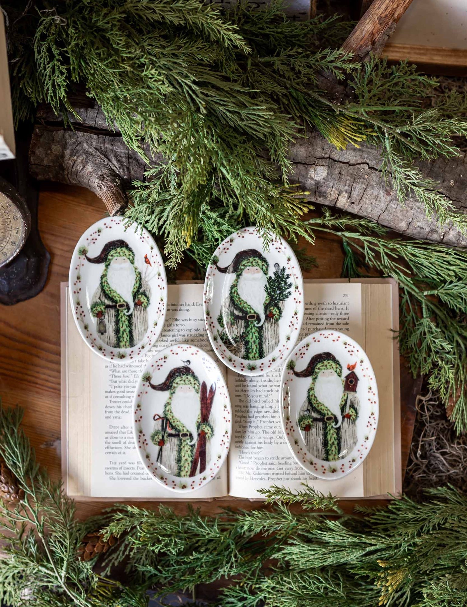 Stoneware Oval Santa Dish Creative Co-Op