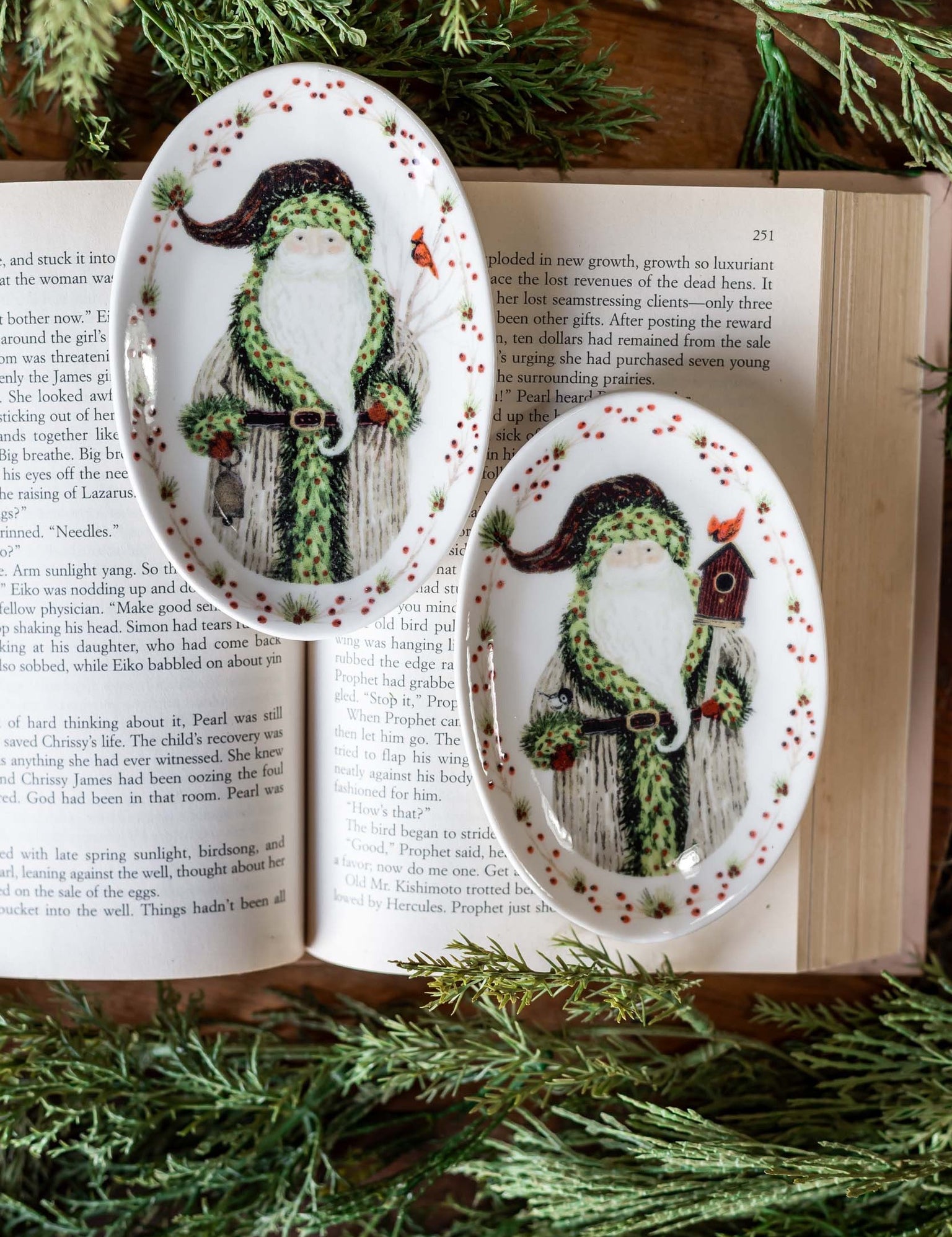Stoneware Oval Santa Dish Creative Co-Op