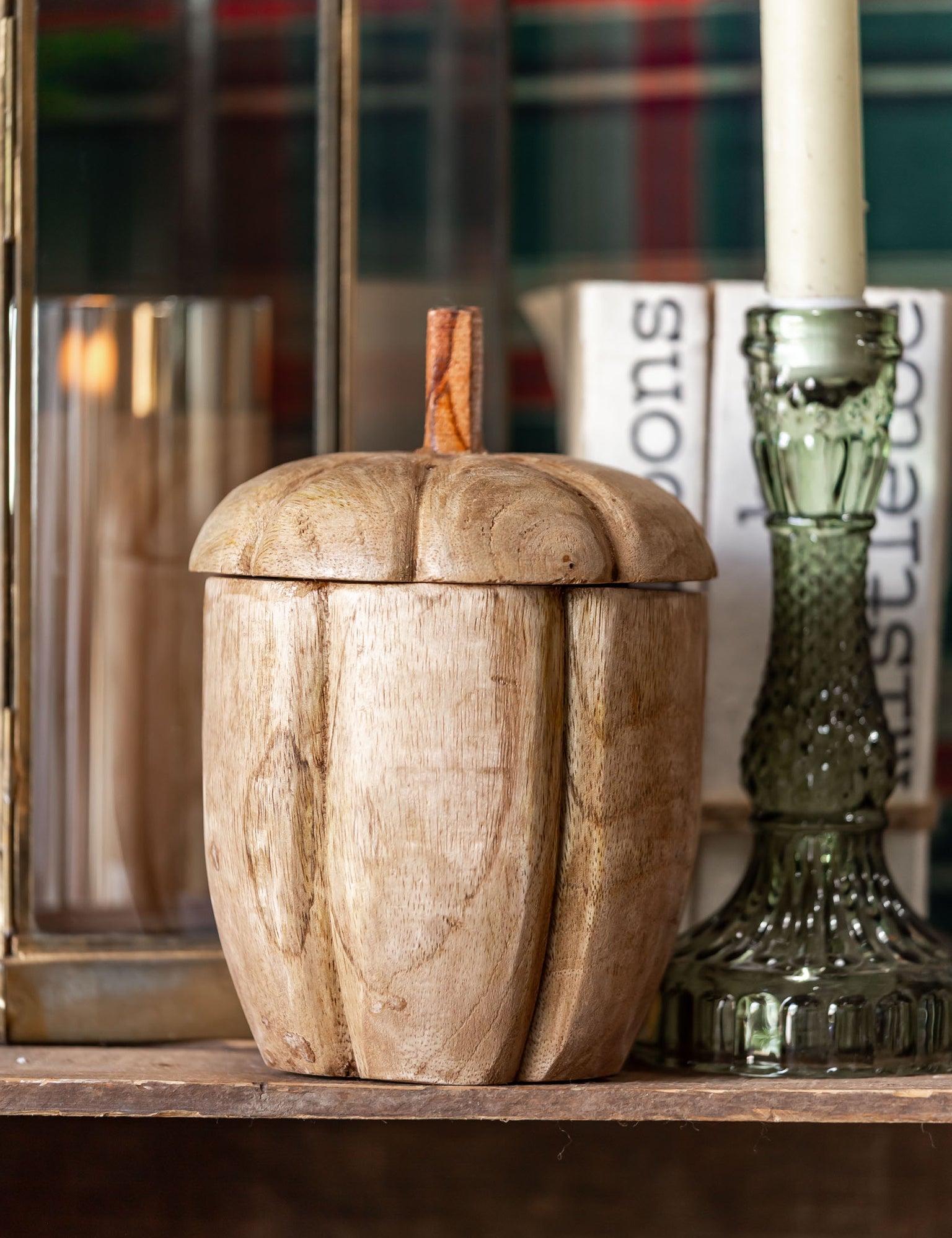 Hand-Carved Mango Wood Acorn Jar Creative Co-Op