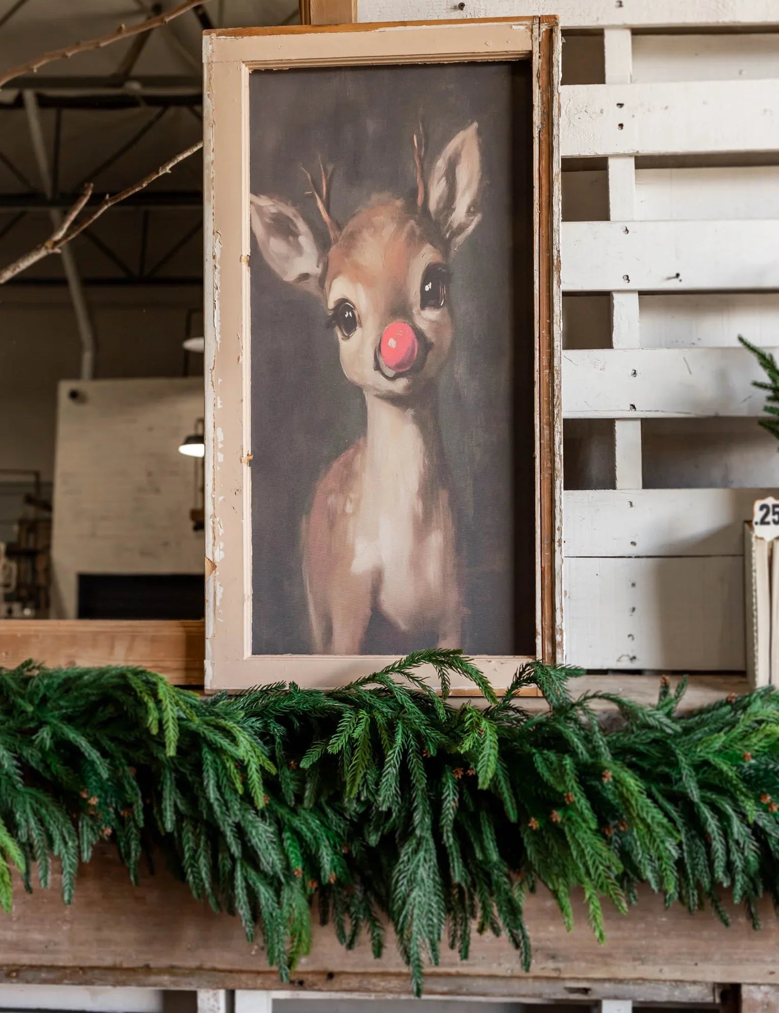Salvaged Framed Rudolph Canvas The Little Burlap Barn