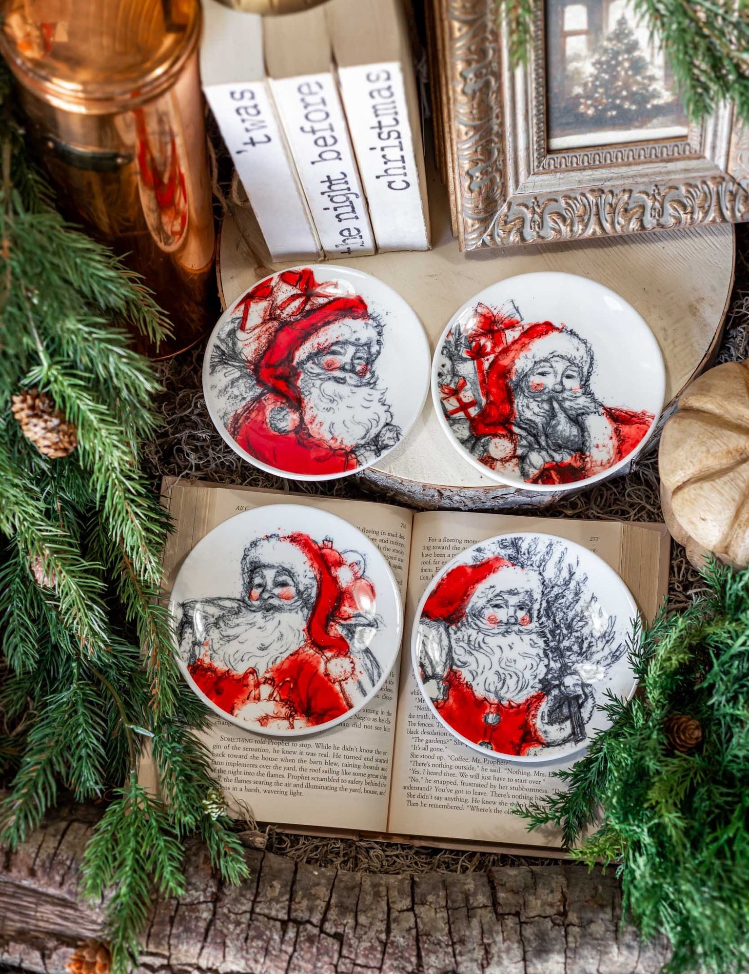 Stoneware Retro Santa Dish Creative Co-Op