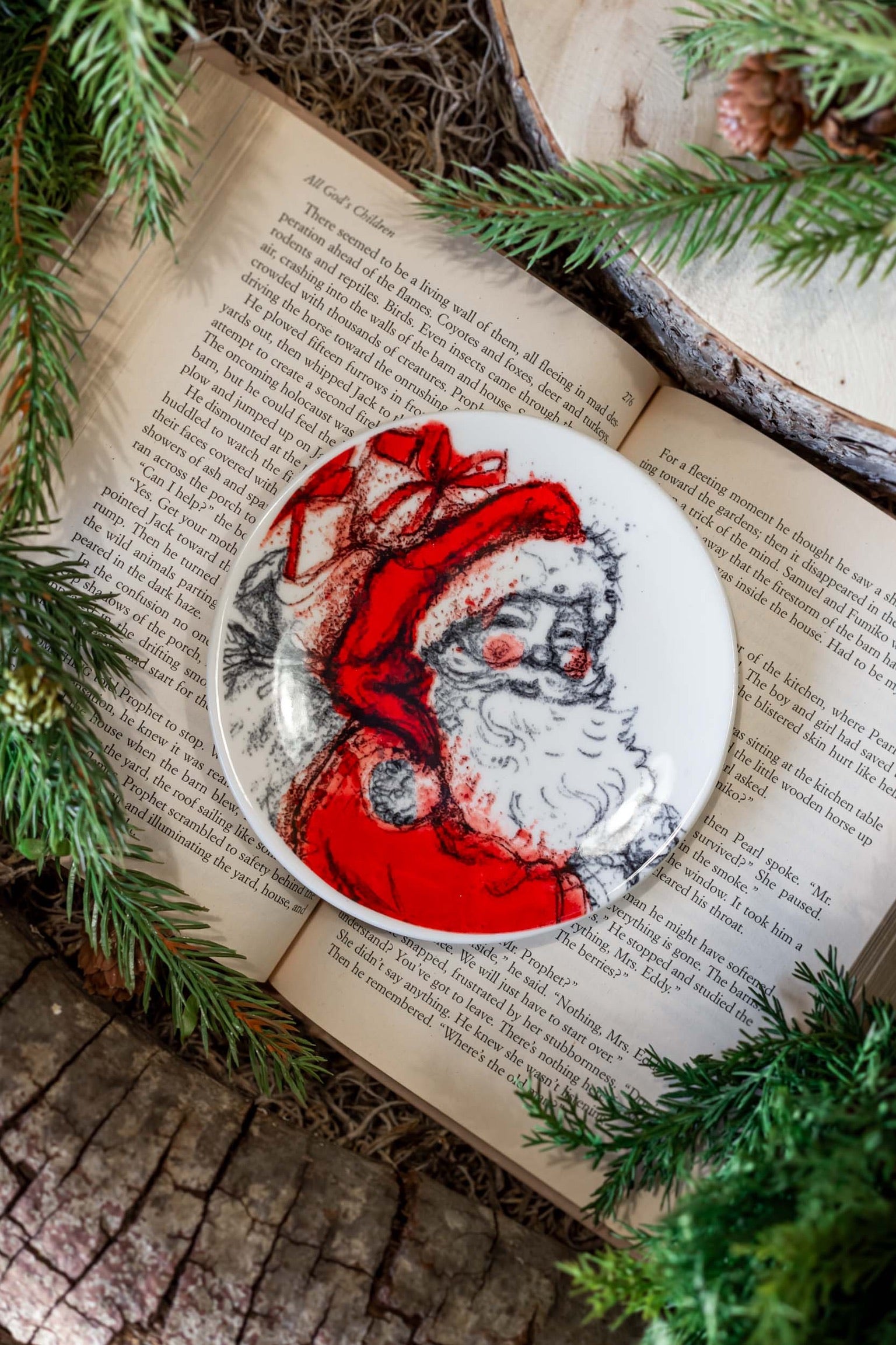 Stoneware Retro Santa Dish Creative Co-Op