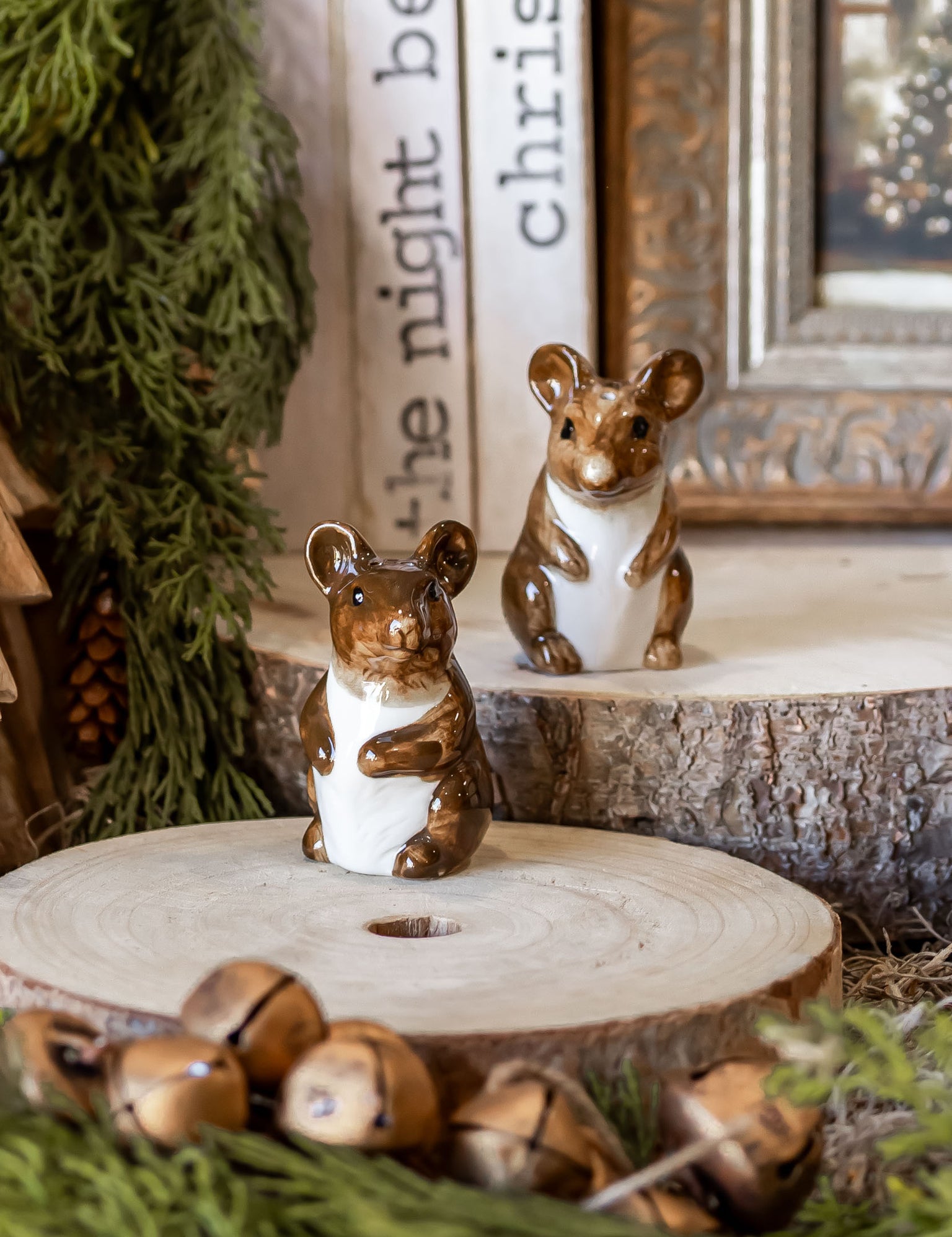 Hand-Painted Stoneware Mouse Salt and Pepper Shakers Creative Co-Op