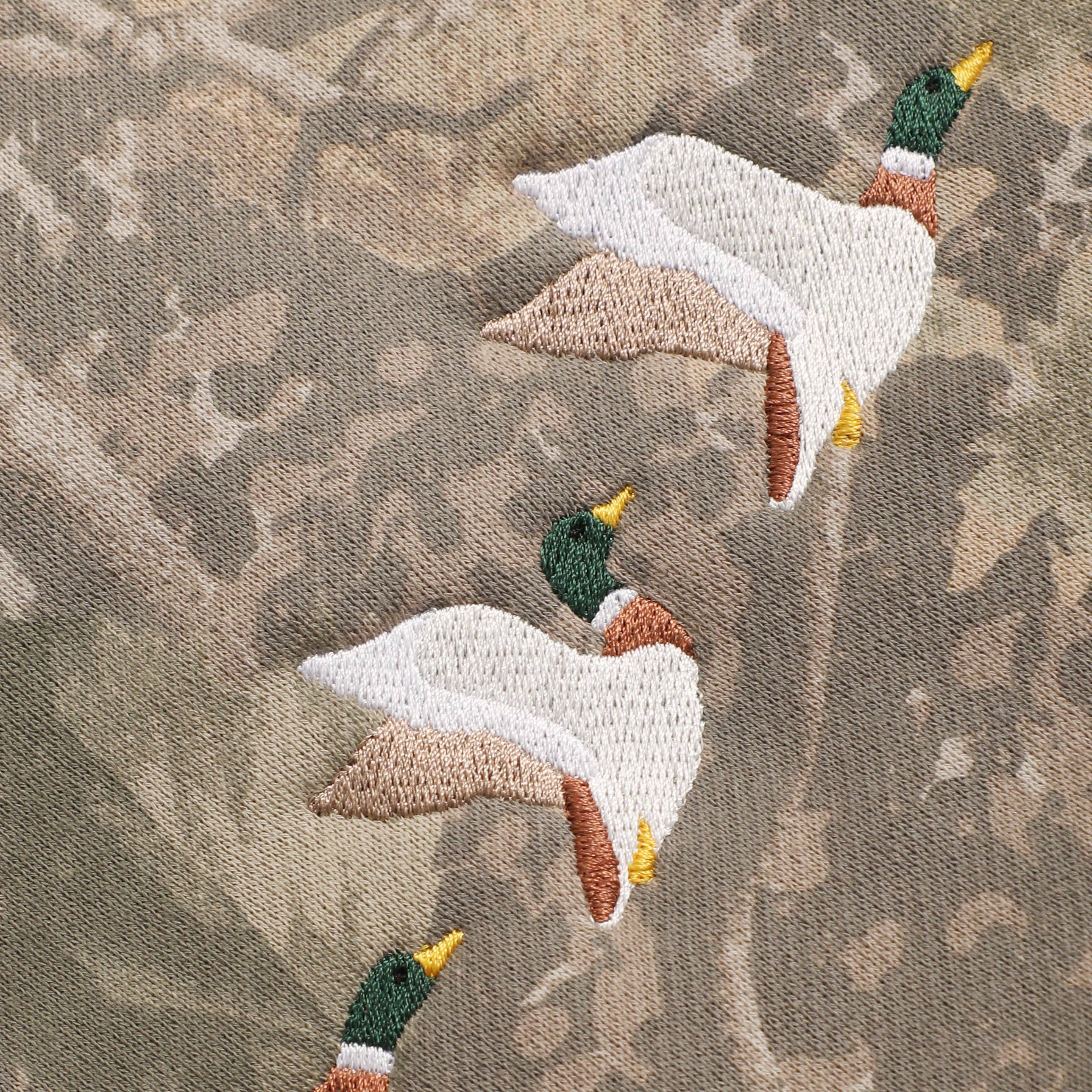 Flying Mallard Ducks Embroidered Camo Crewneck Sweatshirt Fashion City
