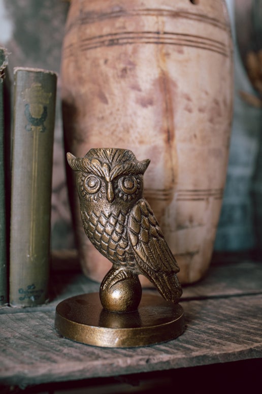 Brass Owl Candlestick
