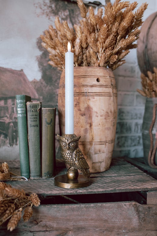 Brass Owl Candlestick